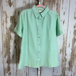 Boca Bay, Mint Green Striped Short Sleeve Blouse. Size Large. Excellent cond!